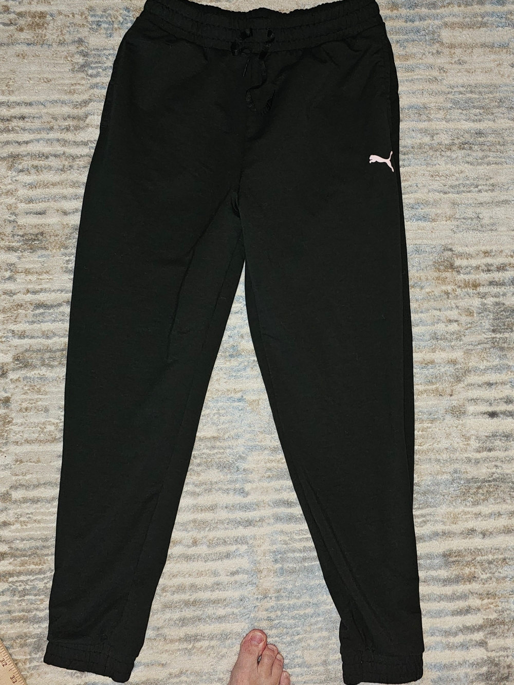 Puma Black Joggers with Light Pink Logo